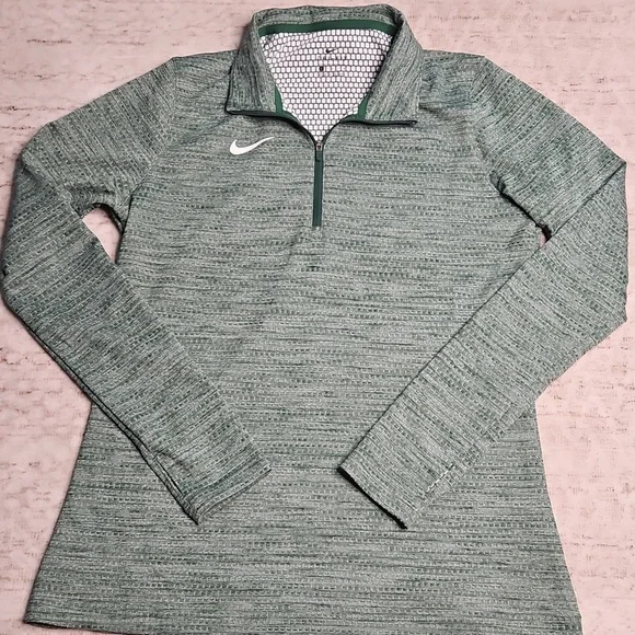 Nike Women's Dri-fit Heather Green Half-Zip Pullover - Picture 6 of 10